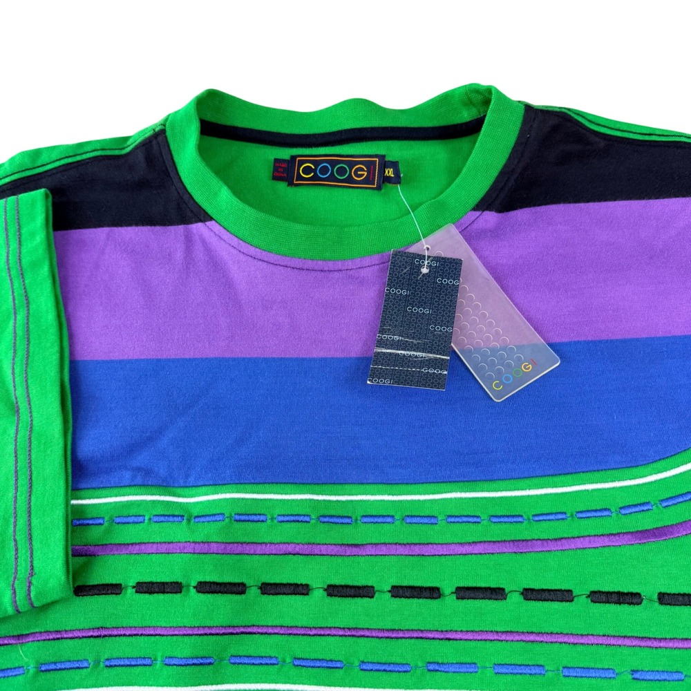 Coogi Australia Tee Men XXL Green Embroidered Y2K Baggy Streetwear‎ Graphic New